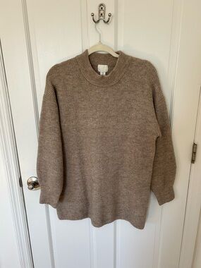 H&M Taupe Ribbed Crewneck Sweater